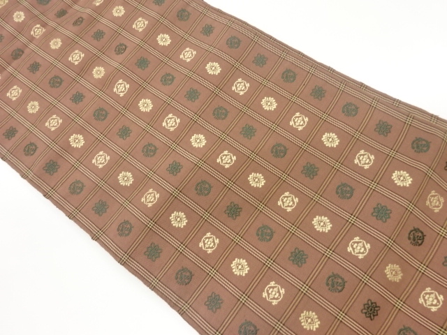 JAPANESE NAGOYA OBI / WOVEN ABSTRACT FLOWER CREST